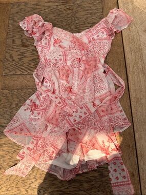 Altar’d State Summer Pink & White Floral Ruffle Romper